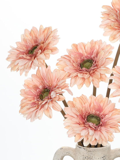 Briful Realistic Fake Flowers Bulk – 6pcs Gerbera Daisy Artificial Flowers Bouquet, Spring Summer Faux Flowers Indoor for Vase Filler, Wedding Centerpieces, Home & Outdoor Decor, Pink