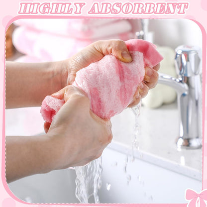 SmoothNovelty 4 Pcs Pink Bow Hand Towels for Bathroom 13 x 29'' Soft 100% Cotton Coquette Face Towel Valentine's Day Kitchen Decor Absorbent Preppy Bathroom Decor Bridal Shower Wedding Gift
