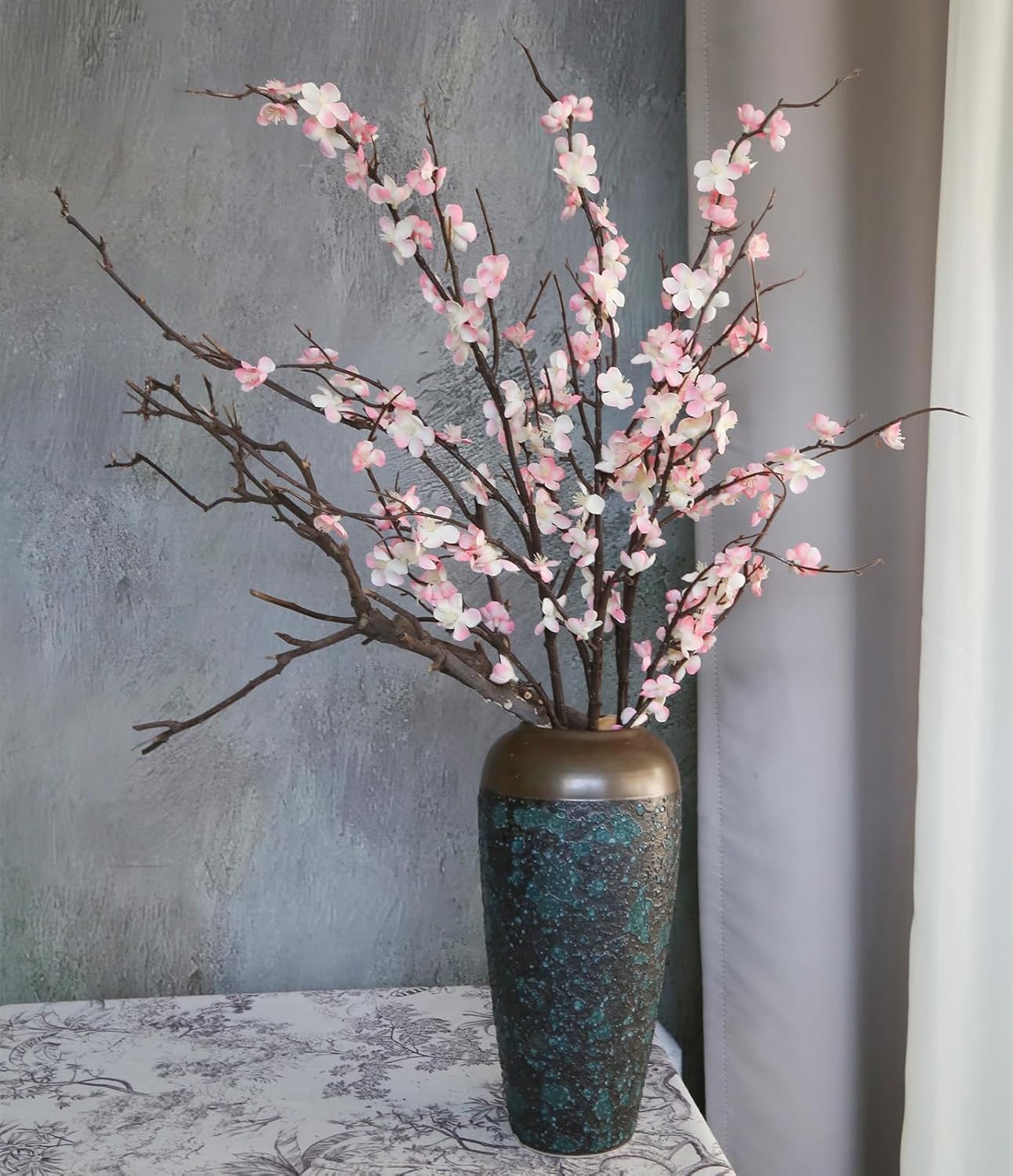 38'' Artificial Cherry Blossom Branches 4PCS Pink Cherry Blossom Branches with Long Stems Faux Silk Flowers for Vase Spring Wedding Home Office Bedroom Party Table Centerpieces Decor (Pink)
