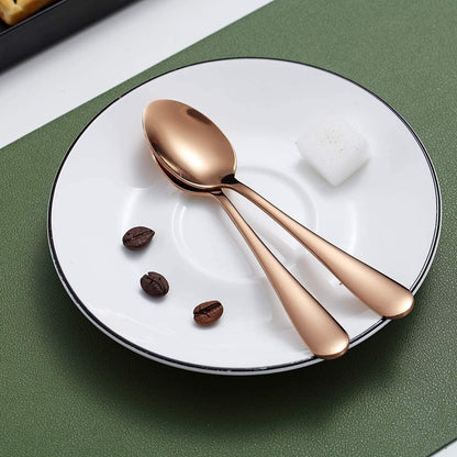 Kyraton Rose Gold Coffee & Tea Spoons, 5.5" Titanium Plated, Pack of 6