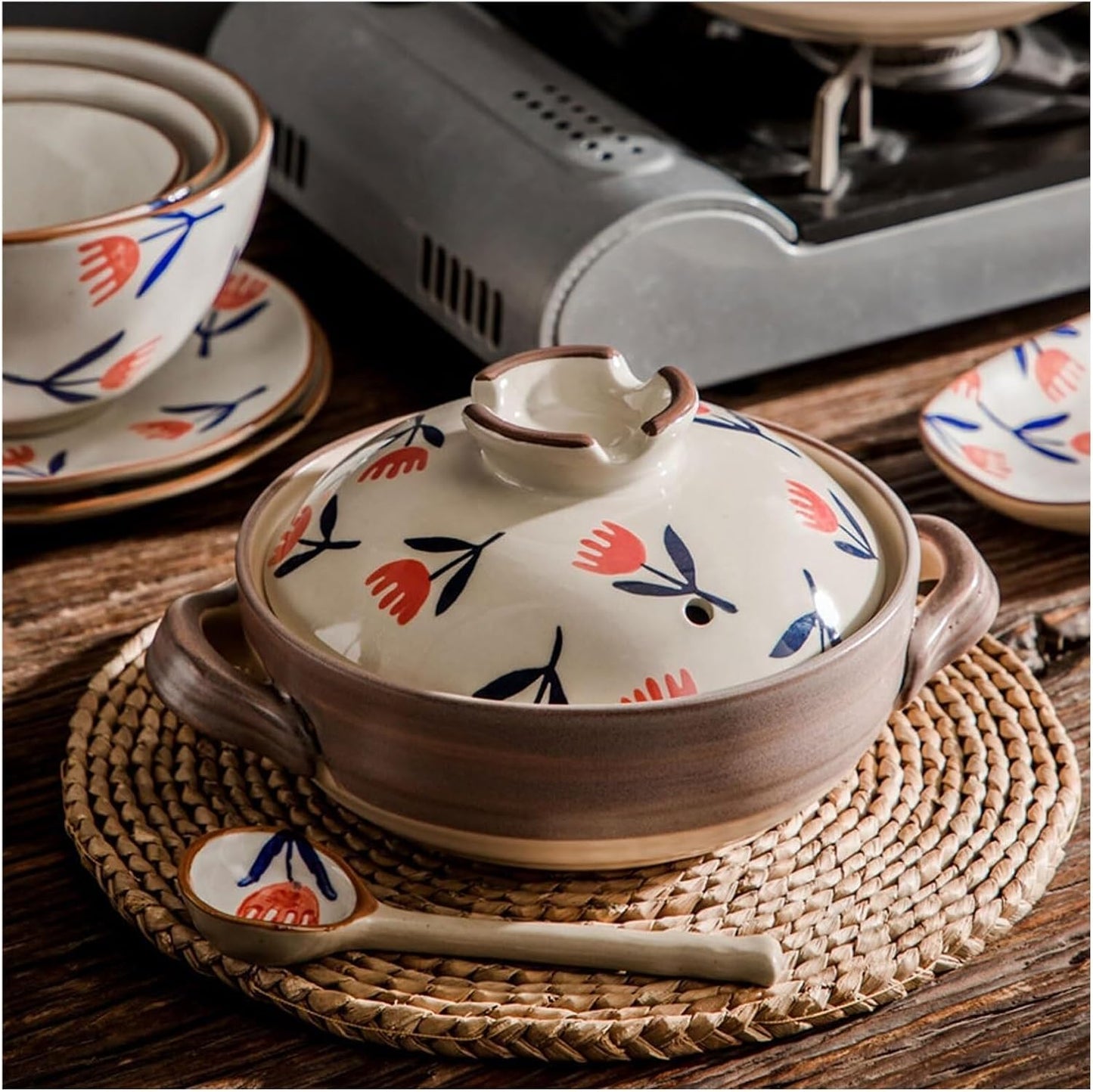Ceramic Casserole, Japanese Clay Pot Donabe Stone Rice Pot With Lid, Earthen Pot Stockpot Ceramic Casserole Cooker Healthy Cookware Stove Pot Soup Hot(Pink,1.5L)