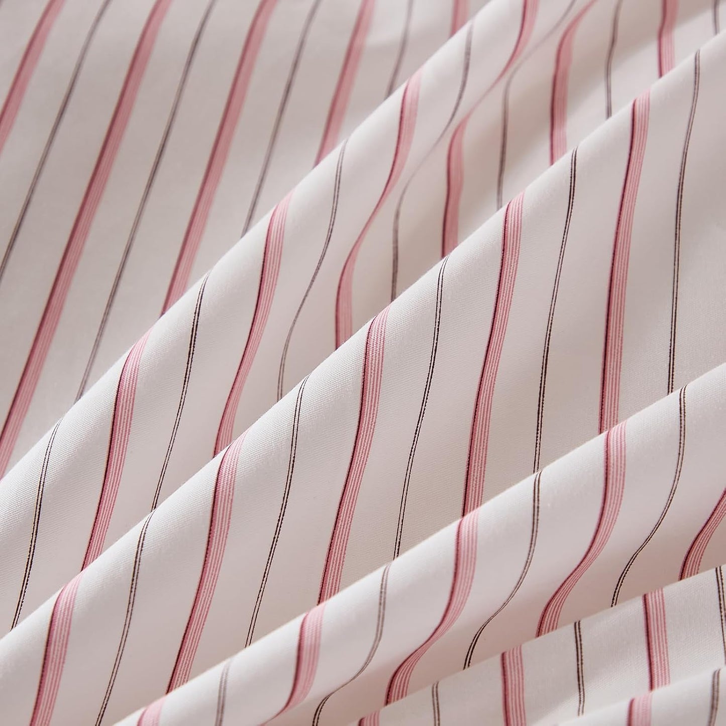 Merryword Queen Size Pillowcases, 100% Cotton Pillow Cases, White & Pink Striped Pillowcases, Luxury Linen Like Pillowcase, Soft Breathable Ticker Stripe Pillow Covers, Set of 2