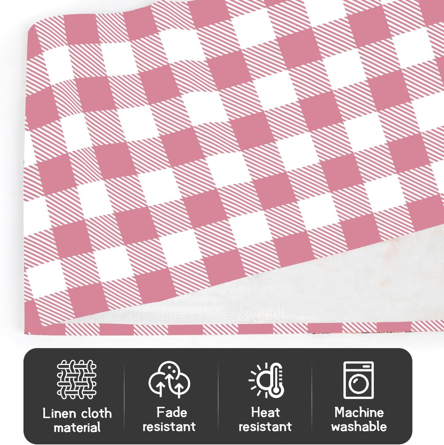 Pink and White Buffalo Plaid Table Runner 13x72 Inch | Classic Holiday Plaid Farmhouse Kitchen Dining Table Decoration for Indoor Outdoor Home Party Decor
