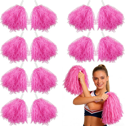 12 Pcs Cheerleading Pom Poms, Cheer Pompoms Bulk with Metallic Foil Handle, Lightweight for Cheerleading, Sports Games, Party Dance Costume Accessories