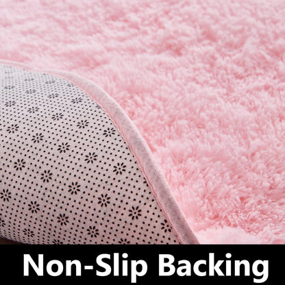 FJZFING Pink Round Rug Ultra-Soft Plush Modern 4x4 Circle Area Rug for Kid's Bedroom, Fluffy Shag Circular Rug for Nursery Room, Non-Slip Home Decor Cute Pink Carpet for Teen's Room