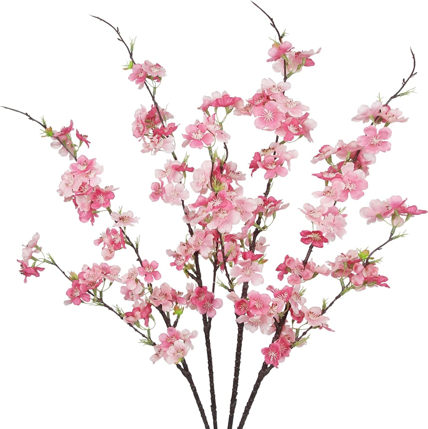 4 Pcs Cherry Blossom Branches Fake Flowers for Spring Summer Indoor Home Decor 32" Pink Faux Artificial Cherry Flowers Long Stems for Vase Wedding Office Party Table Centerpieces Bedroom Decor