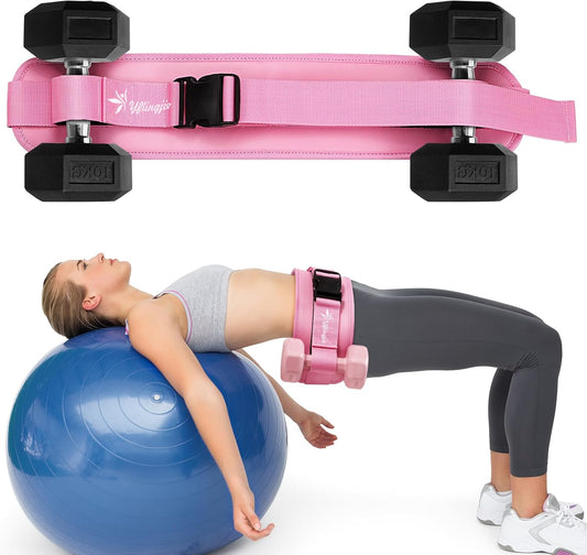 Hip Thrust Belt for Dumbbells & Barbells, Premium Leather Non-Slip Glute Bridge Pad for Booty & Lower Body Workouts, Adjustable Weight Belt for Women Home Gym Training