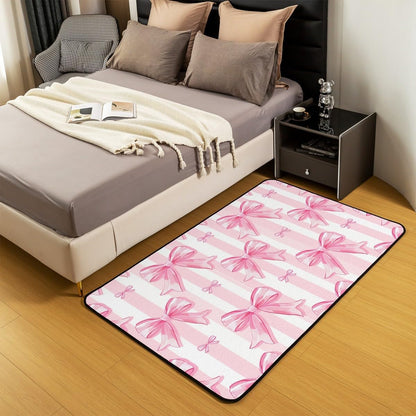 Feelyou Coquette Pink Bow Area Rugs for Bedroom Girls,3x5 Area Rugs for Living Room, Non Slip Bow Washable Rug for Kids Playroom Dining Room College Dorm Pink Bowknot Carpet