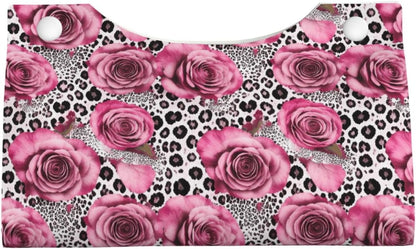 Pink Rose Leopard Tissue Box Leather Rectangular Waterproof Organizer Decoration
