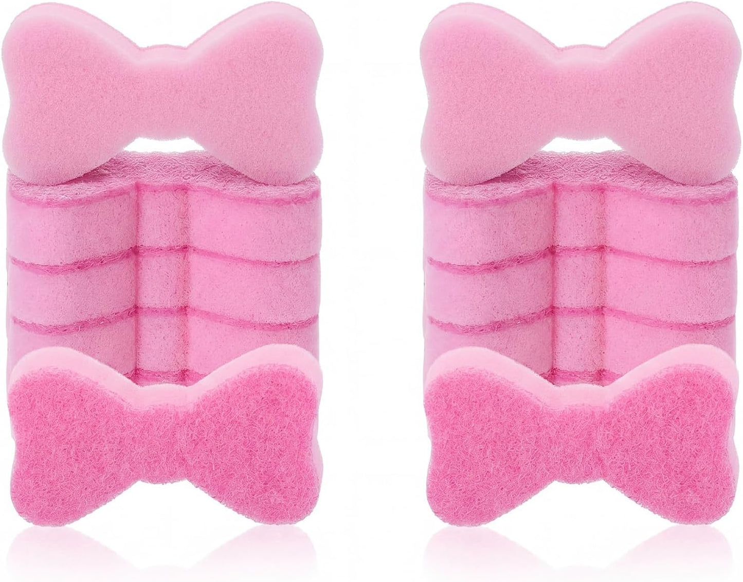 Tioncy 12 Pack Pink Bow Sponges Bulk Preppy Dual Sided Scrubber Cute Pink Bow Sponges Reuseble Non Scratch Dishwashing Kitchen Cleaning Accessories for Cookware Pot Boiler Pan Household