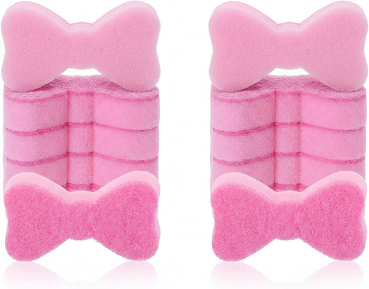 Tioncy 12 Pack Pink Bow Sponges Bulk Preppy Dual Sided Scrubber Cute Pink Bow Sponges Reuseble Non Scratch Dishwashing Kitchen Cleaning Accessories for Cookware Pot Boiler Pan Household
