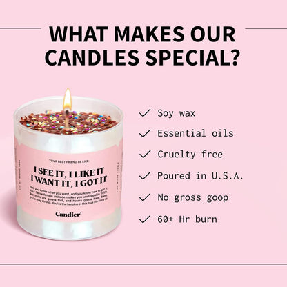 I See It, I Like It Scented Candle, Natural Soy with Orange & Peach Notes, Aromatherapy Candle for Relaxation, Unique Candles Gifts for Women, 60-Hour Burn Time - Candier by Ryan Porter