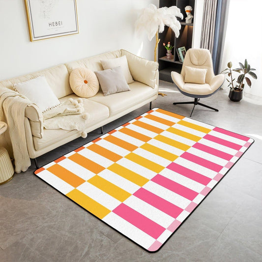 Erosebridal Abstract Area Rug 5X7,Pink Vintage Geometric Living Room Rugs,Colorful Striped Decorative Carpet Modern Art Aesthetic Indoor Floor Mat