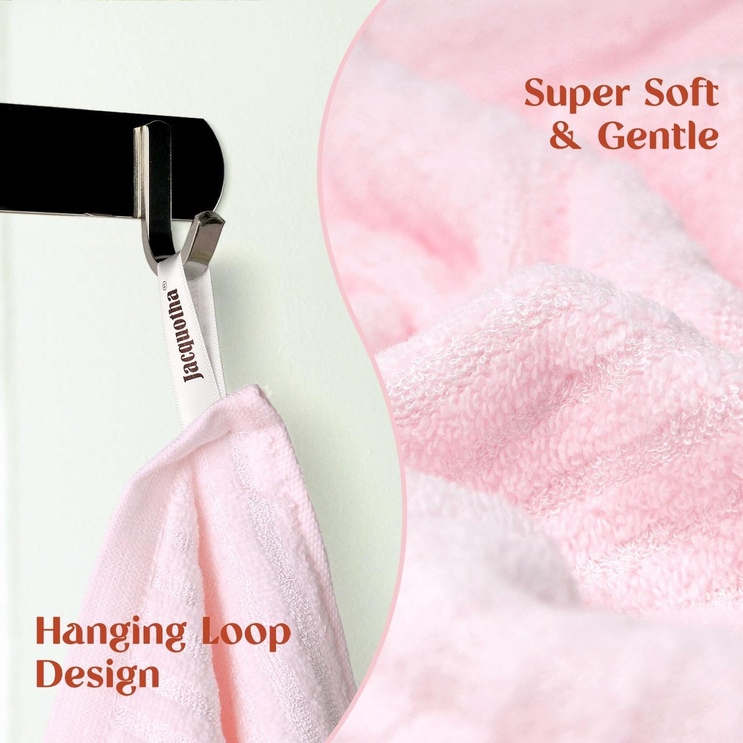 Jacquotha Pink Washcloths 4 Pack (Floral Embroidered), Soft Wash Cloths for Face, Body, Showering, Spa & Bathroom Decor, 13” x 13"
