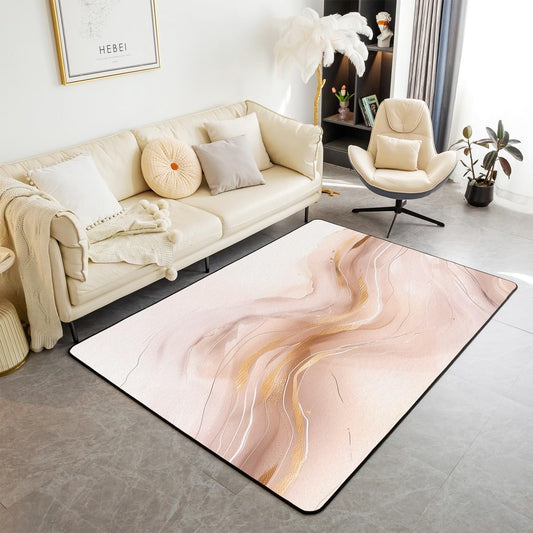 Erosebridal Marbling Area Rug 3X5 Peach Pink Marble Indoor Floor Mat for Living Room,Watercolor Ink Paintings Accent Rugs Abstract Texture Decorative Non Slip Rug
