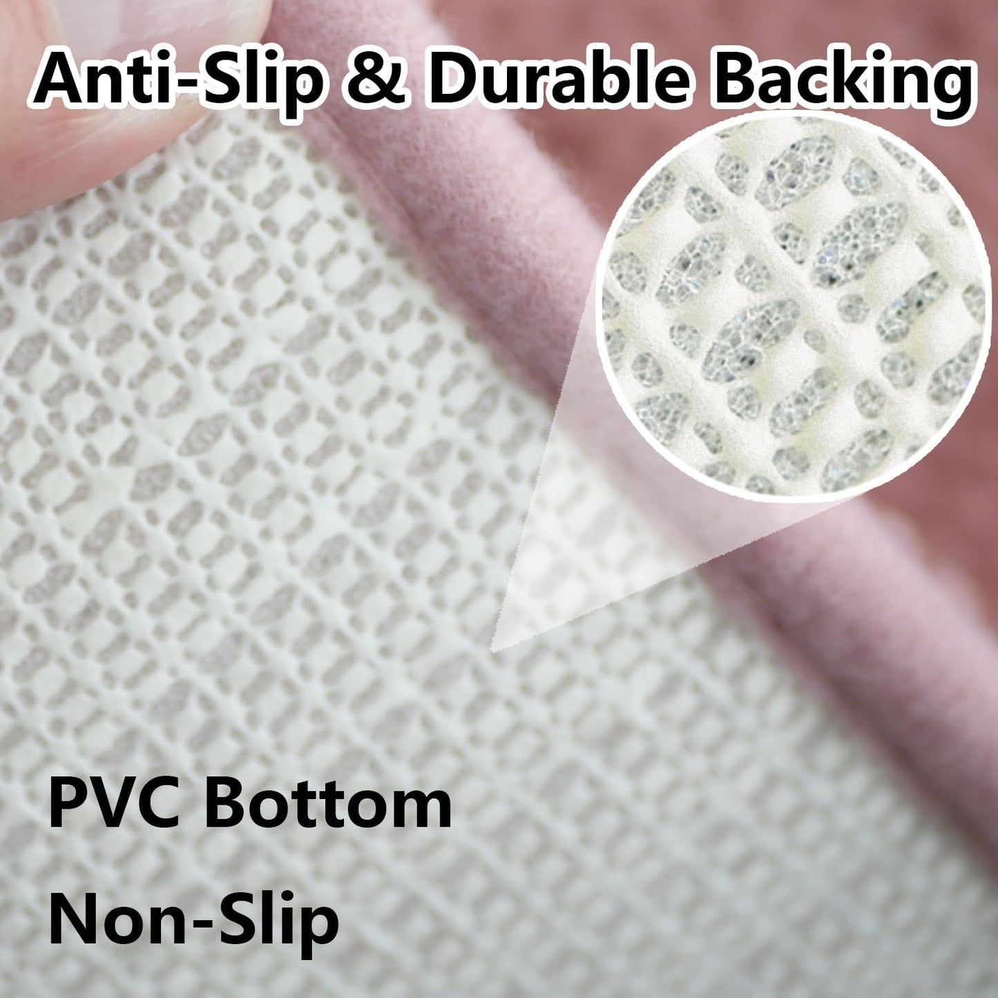 Bathroom Rugs Chenille 3-Piece Extra Soft and Absorbent Shag Bathroom Rugs, Machine Wash Mat, Strong PVC Non-Slip Underside, Plush Carpet Mats (Deep Pink)
