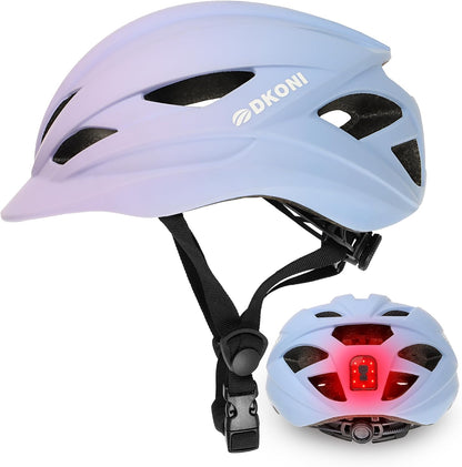 DKONI Bike Helmet Adult Urban:Bicycle Helmet for Men Women with USB Charge Detachable Taillight Helmets for Commuter Cycling Scooters