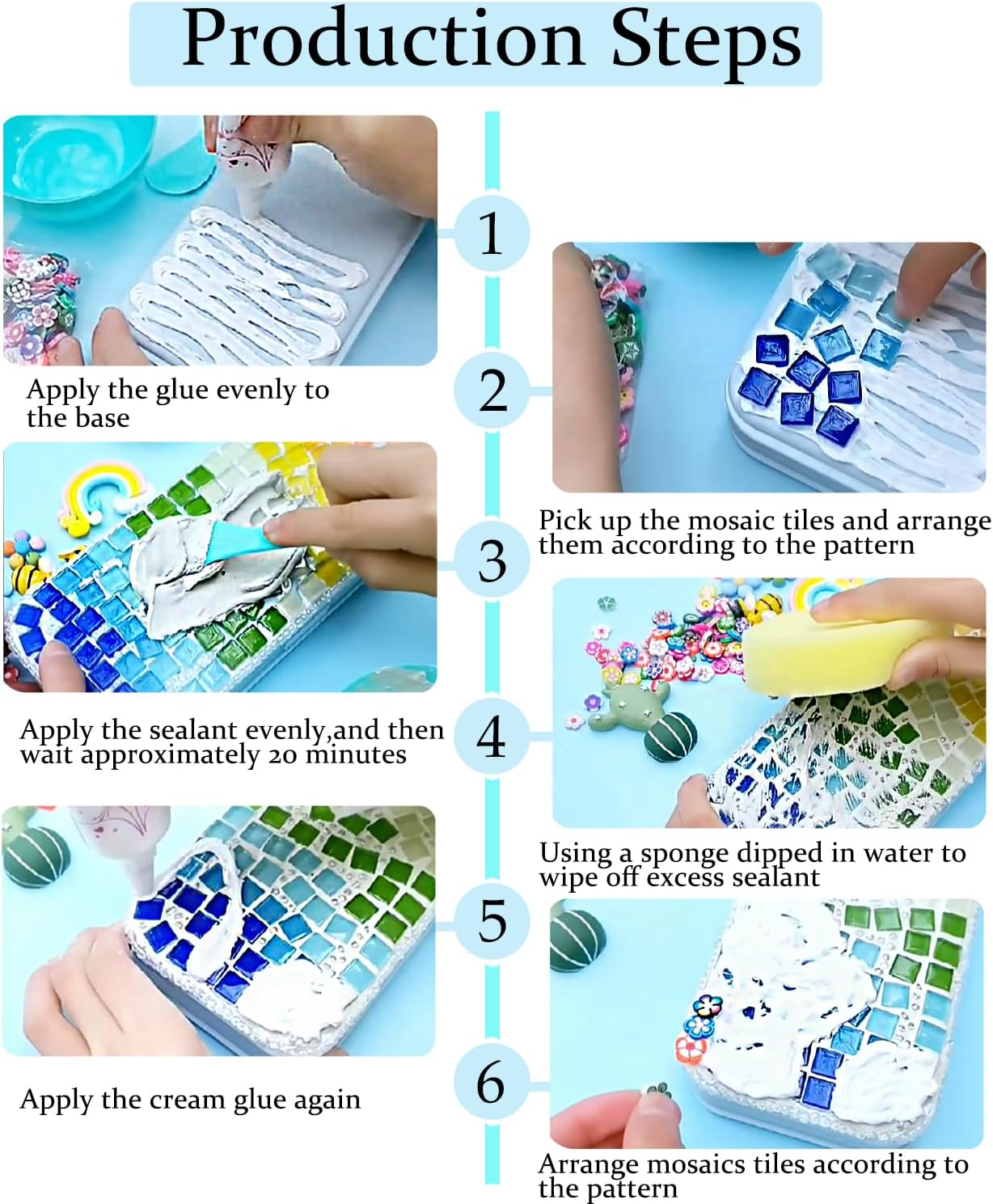 YUCHIYA DIY Mosaic Pencil Case Craft Kit - Handmade Creative Set, Pencil Box Customizable Decoration, Complete Accessories Educational Hands-On Gift (Pink)