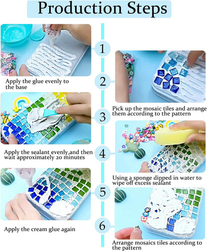 YUCHIYA DIY Mosaic Pencil Case Craft Kit - Handmade Creative Set, Pencil Box Customizable Decoration, Complete Accessories Educational Hands-On Gift (Pink)