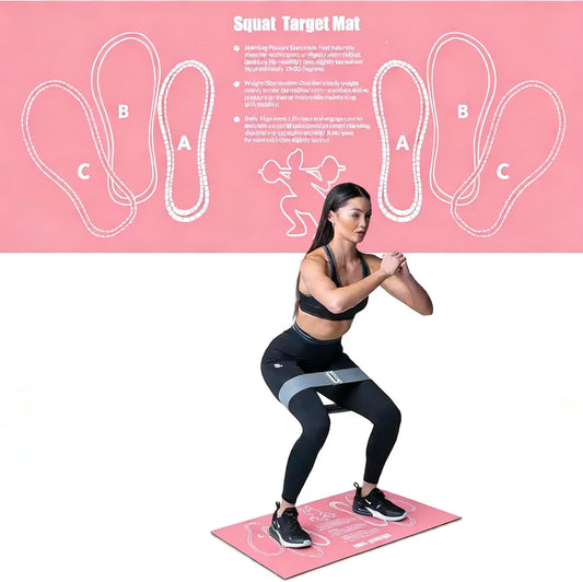 Squat Mat With Foot Position (32 * 14in) - Anti Slip Training Mat, Perfect for Leg & Abdominal Exercises, Squat Pads Activate Muscles, Prevent Injuries, Lightweight Portable for Home Gym
