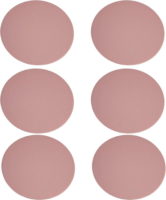 6PCS 4 Inch Round Coasters for Drinks, Non-Slip Table Protectors with Waterproof Surface for Hot & Cold Beverages (Pink)