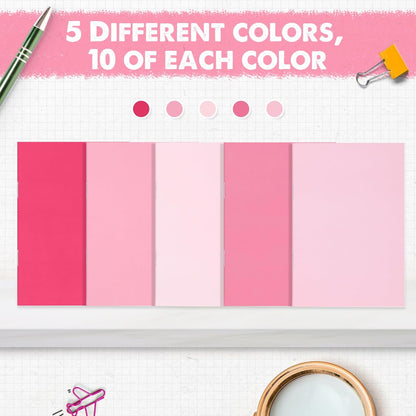 Eaasty 50 Pcs Mini Notebooks Bulk Small Pocket Notepads 3.35" x 5" Journals Lined Paper Gradual Cover Blank Paper for Student Teacher Coworker CNA Nurse Employee School Office Graduation (Pink)