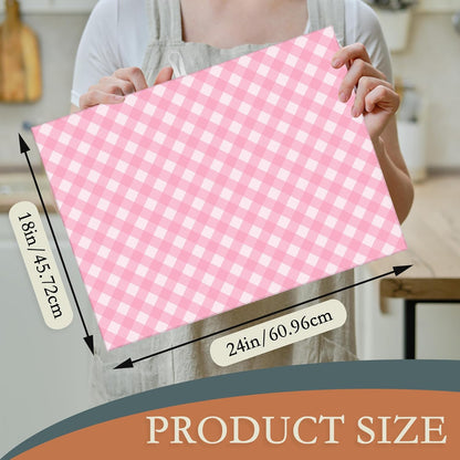 Pink White Checkered Dish Drying Mats 18x24 Inch, Dish Pad Drying Rack Mat for Kitchen Counter Ultra Absorbent Microfiber Dishware Coffee Maker Bar Countertop Decor