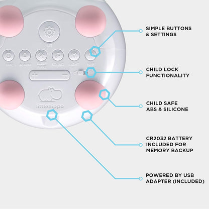 LittleHippo Mella: Kids Alarm Clock, Ready to Rise Children's Sleep Trainer, Night Light, Sound Machine and OK to Wake for Toddlers and Kids - Blush Pink (Updated 2025)