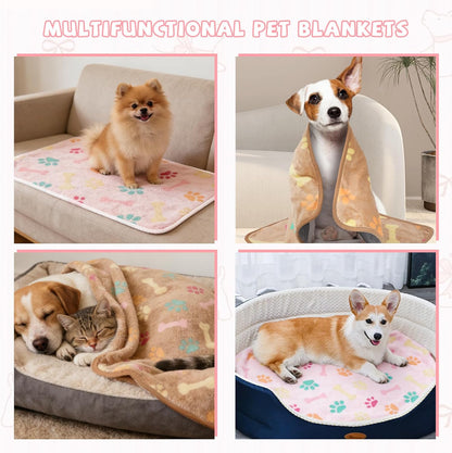 YUEPET Waterproof Dog Blankets, 2 Pack Washable Dog Blankets for Bed Couch Sofa Protector Fleece Flannel Puppy Blanket Soft Plush Reversible Throw Blanket for Medium Dogs Cats 30"×20"(Pink+Brown)