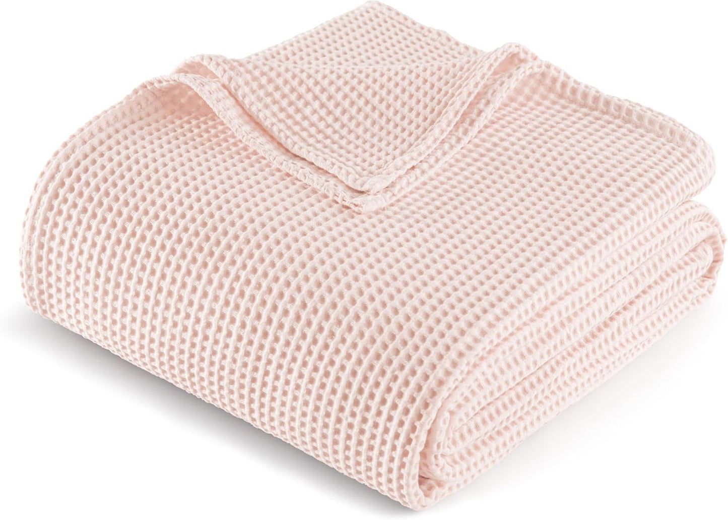 Exclusivo Mezcla 100% Cotton Waffle Throw Blanket for Couch, Sofa, Lightweight and Breathable Gauze Muslin Blanket for Summer, Moisture-Wicking, Home Decor, 50"x70", Pink