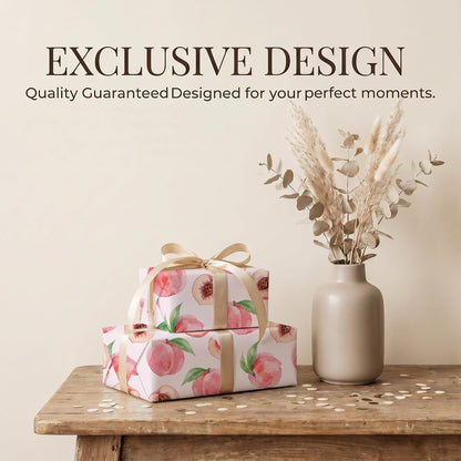SHSEEN Pink Peach Wrapping Paper, 19.6 x 27.5 in, 2 Sheets | Pink Peach design, 19.6 x 27.5 in, 2 sheets, 120gsm folded kraft paper for birthday.