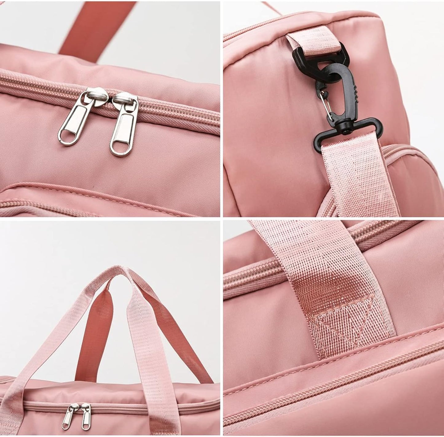 Suruid Travel Yoga Duffel Bag with Shoes Compartment Sports Gym Handbag with Dry Wet Separated Pocket for Training Men and Women, Overnight /Weekender Bag - Pink