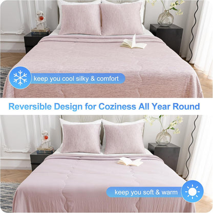 CHOSHOME Cooling Comforter Twin Size,Cooling Blanket with Q-Max 0.45 Arc-Chill Cooling Fiber,Cool Sleeping Summer Blanket for Night Sweats Hot Sleeper (60" x 90", Pink