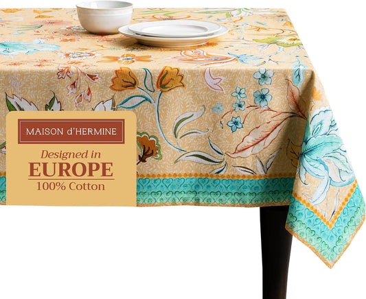 Maison d' Hermine Table Cloth Rectangle Table 100% Cotton 54 x 72 Inches Tablecloth Reusable Decorative for Dining Kitchen Room Farmhouse Party Home Hotel Restaurant Spring Summer- Luxury Loft - Peach
