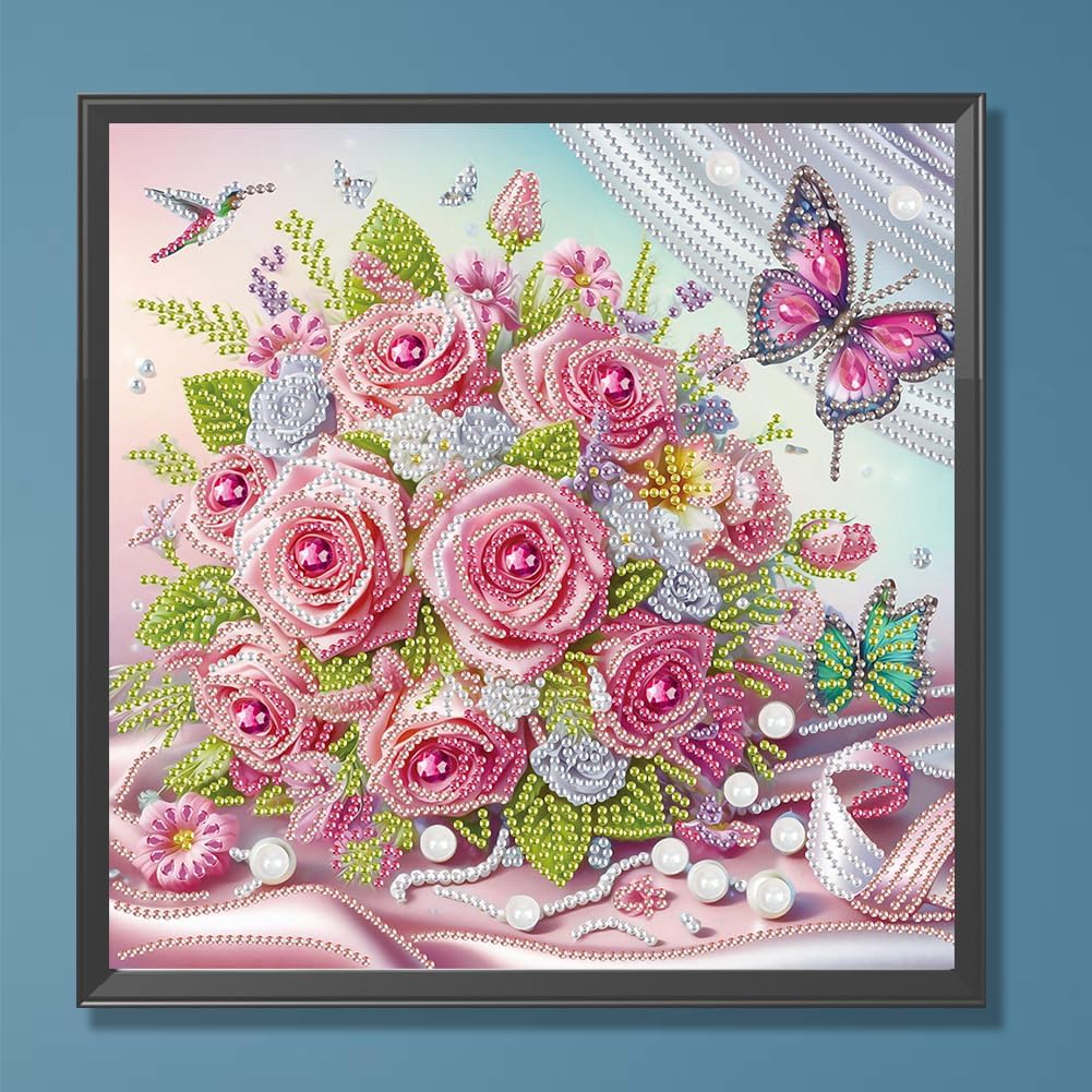 LAKEQUILL 5D DIY Partial Special Shaped Drill Art Painting Kit Flower Decor 30x30cm (AT615)