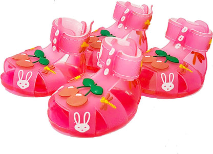 Cute Summer Dog Shoes Sweet Cherry Puppy Sandals Pet Jelly Shoes Flats, Dog Booties Paw Protector for Summer Hot Pavement (Candy Pink, #6: 2.68''x2.05''(Length*Width))