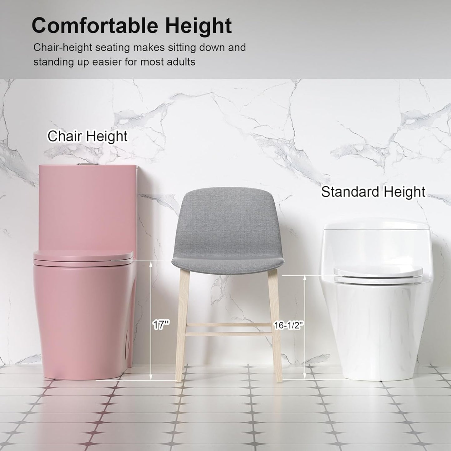 HRVEOCEI Dual Flush One Piece Toilets for Bathrooms, Compact Pink Toilet Elongated with Soft Closing Seat, Modern 12 Inch Rough in Toilet, Map 1000g, Comfort Height, Silent Design (Pink+31H)