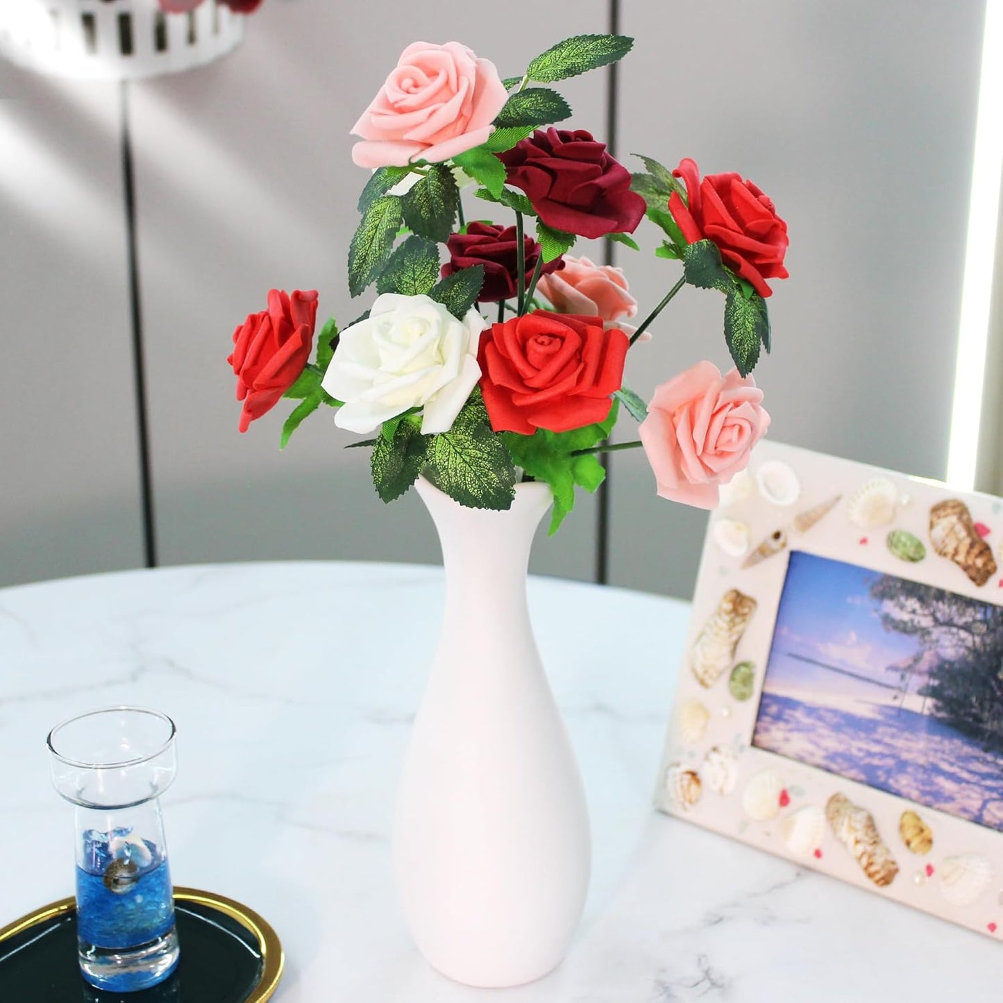 100 Pcs 2 Inch Artificial Flowers Faux Foam Fake Rose Head Bulk for Home Decor Wedding Decoration Bridal Shower Wall Table Centerpiece Arrangement DIY Craft (Peach, Blush)