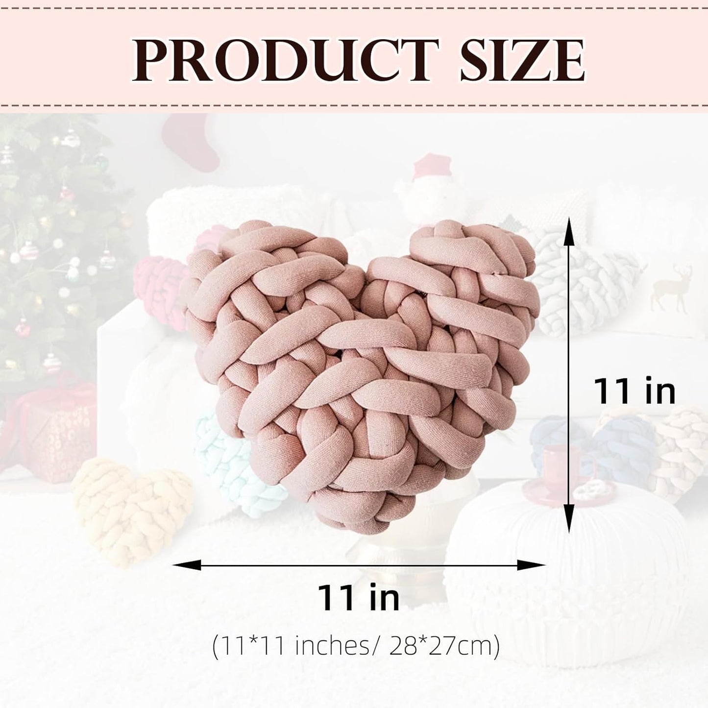 Heart Knotted Pillow Cute Love Shaped Throw Pillow for Sofa Couch Chair Home Knot Decorations Pink
