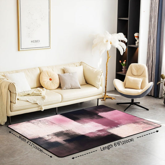jejeloiu Abstract Area Rug 5x7 Polyester Modern Abstract Art Living Room Rugs for Bedroom Luxury Decor Carpet Geometric Indoor Floor Mat Pink Soft Non-Slip