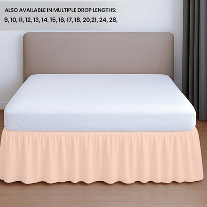 SGI Bedding 21 Inch Drop Ruffled Bed Skirt King Size - Classic Gathered Styling, Platform Style Dust Ruffle with Secure Fit, Split Corners, Wrinkle-Resistant Microfiber - Peach