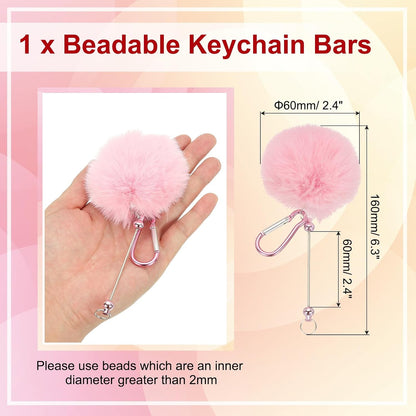 PATIKIL Beadable Keychain Bars, Plush Ball Beaded Keychain Blanks Bulk Making Supplies Kit with Snap Hook for Pendant DIY