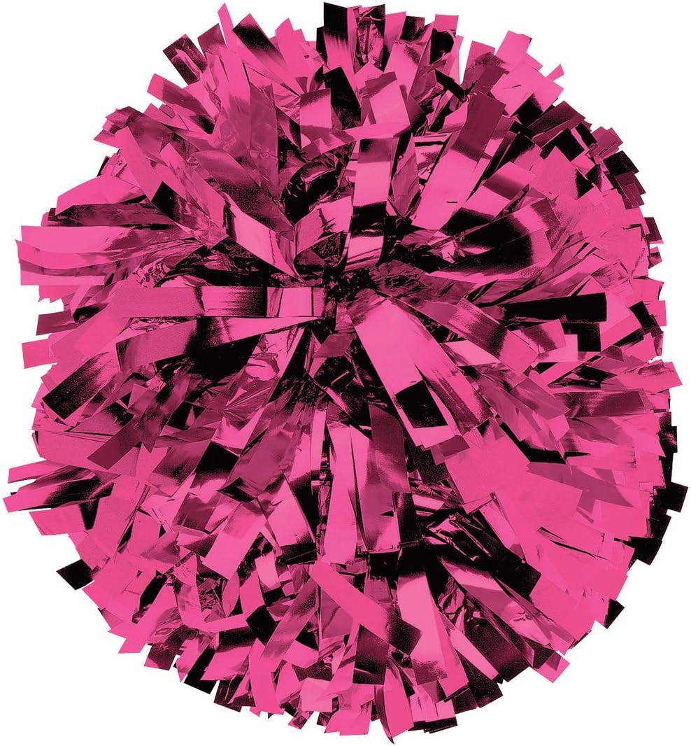 chassé Metallic Cheerleading Poms - Shiny Metallic Cheer Pom with Baton Handle for Dance Sports Celebrations (Single Pom or Pair)