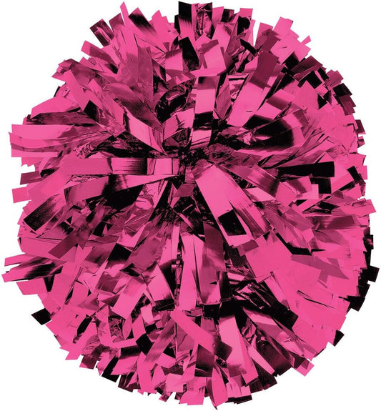 chassé Metallic Cheerleading Poms - Shiny Metallic Cheer Pom with Baton Handle for Dance Sports Celebrations (Single Pom or Pair)