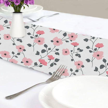 Boho Simple Style Florals Peach Autumn Table Runner, 13x70inches, Wedding Decorations Reusable White Table Runner 70" Long