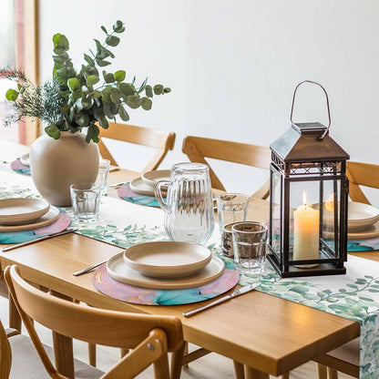 Teal Pink Marble Round Placemats Set of 2 Abstract Ink Painting Modern Luxury Place Mats Indoor Woven Table Mats Washable Heat-Resistance Braided Dining Table Placemats for Kitchen Holiday 15 Inch