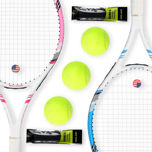 Pro Tennis Racket for Adults, 2 Player 27 inch Speed Tennis Racquet Acceptable for Beginner and Professional with 3 Tennis Balls, 2 Vibration Dampes, 2 Overgrips, Tennis Bag