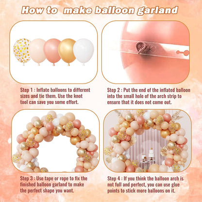 Ouddy Party Blush Balloons Arch Garland Kit, Different Sizes 12 10 5Inch Peach Rose Gold Pastel Orange Metallic Confetti Balloon for Bridal Baby Shower Wedding Birthday Party Decoration