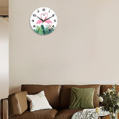 Flamingos Wall Clock Couple Flamingo Pink Clocks for Living Room Wall Clocks Battery Operated Silent Non-Ticking Decorative for Home Kitchen Bathroom Living Room Bedroom Office 10 Inch