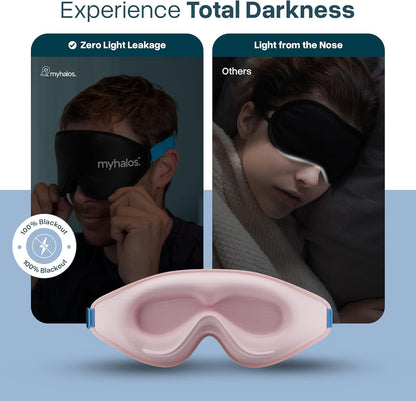 MyHalos® Sleep Mask – 3D Blackout Eye Mask for Women & Men, Side Sleepers, Zero Pressure Memory Foam Eyelash Friendly, Breathable,Award-Winning Sleep Aid for Travel (Peach Orange, 1 Count (Pack of 1))